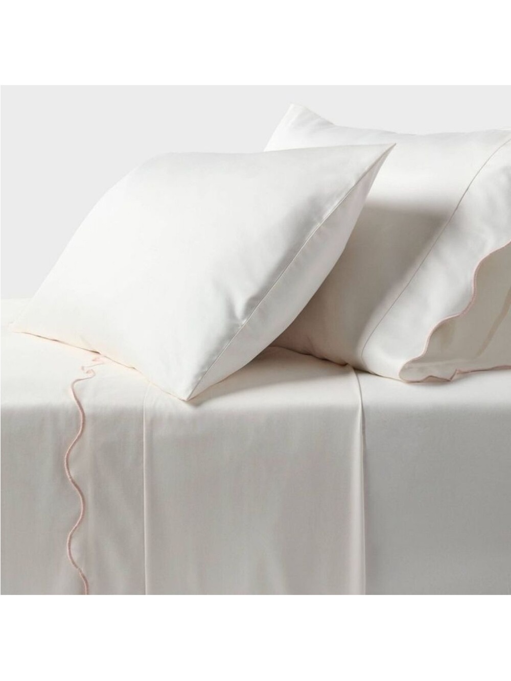 NEW King 400 Thread Count Performance Sheet Set Pink Scalloped Hem - Threshold™